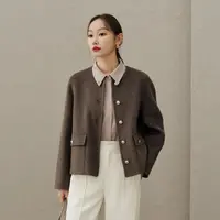 2025小香风短款时尚女毛呢外套小个子轻奢大衣休闲百搭DD007