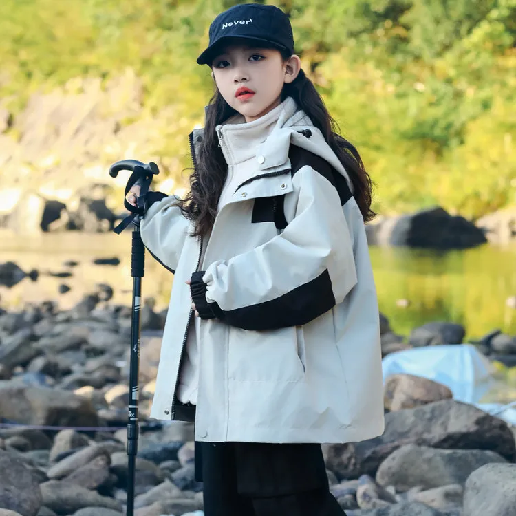 李宁联名恪戈女童三合一冲锋衣2025新款秋冬中大童连帽外套女孩
