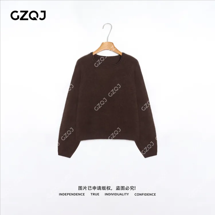 老琴私服【暖绒絮语】时尚百搭拉毛纯色100羊毛羊毛衫女冬季  9161