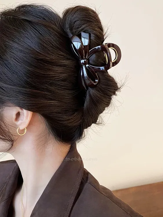 夏日新款双层蝴蝶结抓夹气质新娘简约韩版设计感抓头发A931发夹