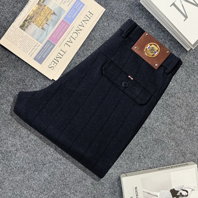 R.劳斯总裁【腰缠万贯】新冬季免烫抗邹保暖修身直筒商务休闲男裤