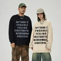 NMAX大码潮牌男装25年秋季潮流白墨印花情侣同款长袖卫衣FNA036