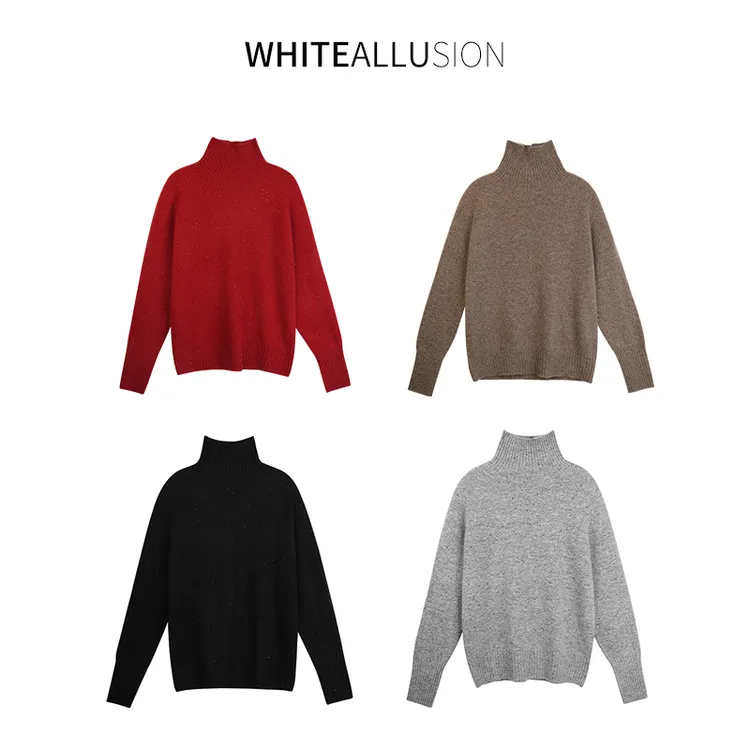 素典【繁星】100羊毛点子纱高领针织衫宽松慵懒风套头毛衣3164