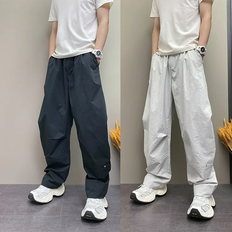 2025年夏季薄款潮流韩版痞帅宽松哈伦大码青年男士直筒阔腿长裤子