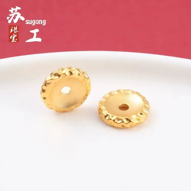 24K工艺黄金色陨石坑隔片垫片文玩手串卡环diy配饰