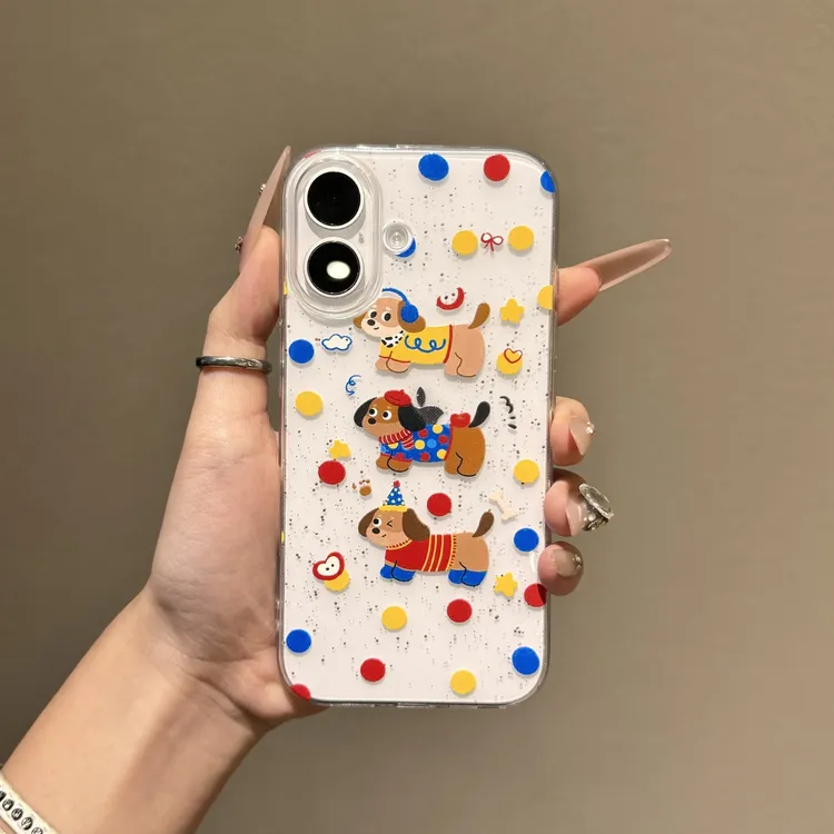 波点腊肠小狗适用苹果16promax手机壳15太空壳小米华为防摔14