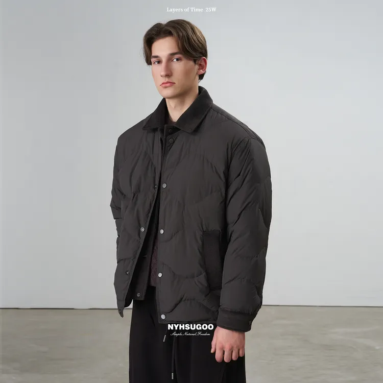 NYHSUGOO/南乙男士冬季款拼接设计国标90白鸭绒羽绒服55047外套