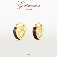 G XIAOXIAO 镀K金 法式气质时尚个性小众百搭爱心耳环 B7H45