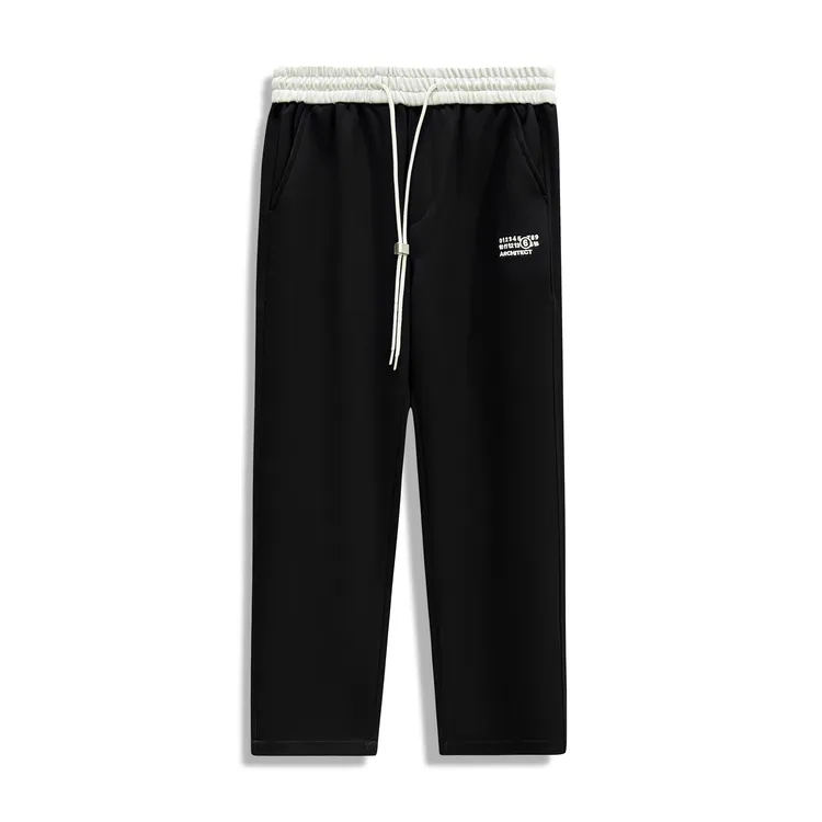 LKS-秋季新款潮牌数字刺绣简约撞色直筒裤潮流百搭休闲裤【C171】