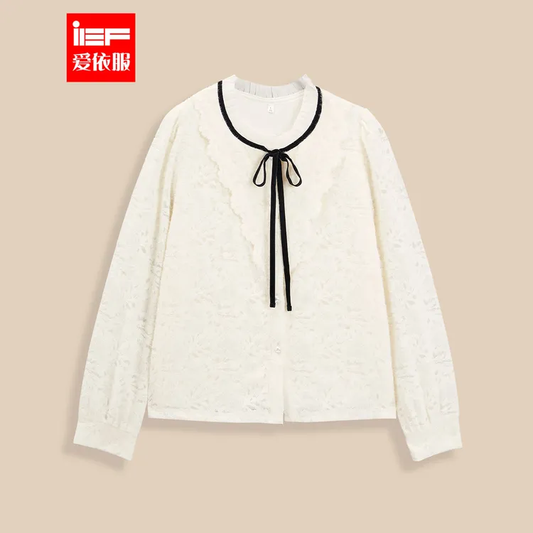 IEF/爱依服【微胖】大码女装2025秋冬新款法式温柔气质蕾丝上衣