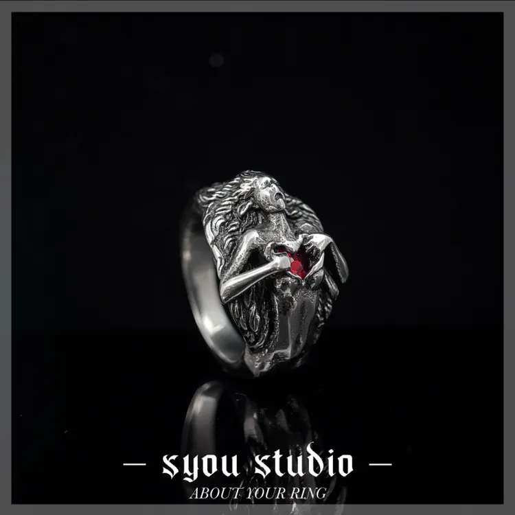 钛钢玻璃戒指 掏心指环小众创意情侣对戒金色时尚饰品高级感尾戒