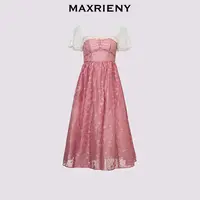 【高高甄选】MAXRIENY2025年春夏红格纹连衣裙赫本显瘦高腰鬼马甜心