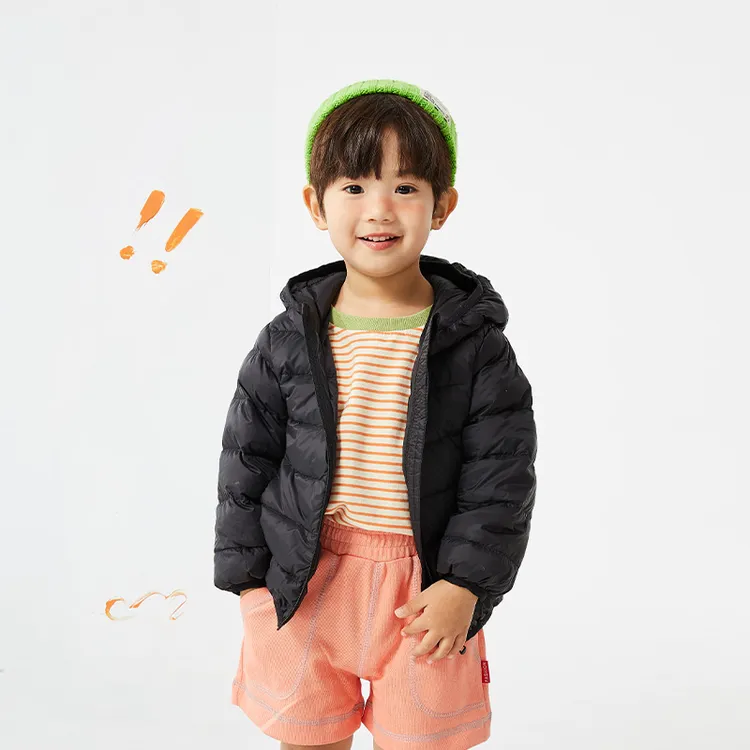 简约儿童连帽基础绗线轻羽绒#34183323宝宝外穿保暖秋冬冬季