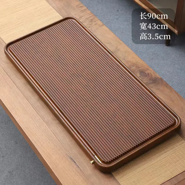高端家用竹制茶盘带排水口适用于办公室的干泡茶台茶海