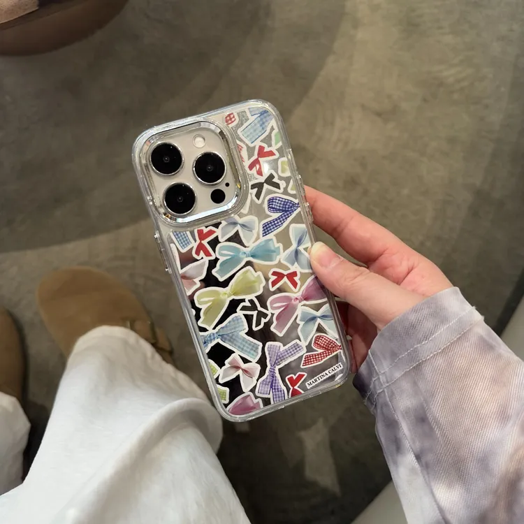 丝带蝴蝶结镜面手机壳适用ipone华为oppo小米vivo一加全包ins少女