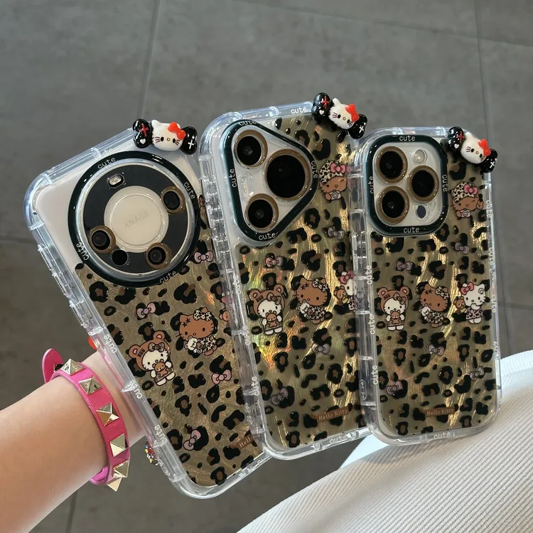 欧克里里豹纹KT骨头贴件适用苹果16promax手机壳华为vivo小米oppo