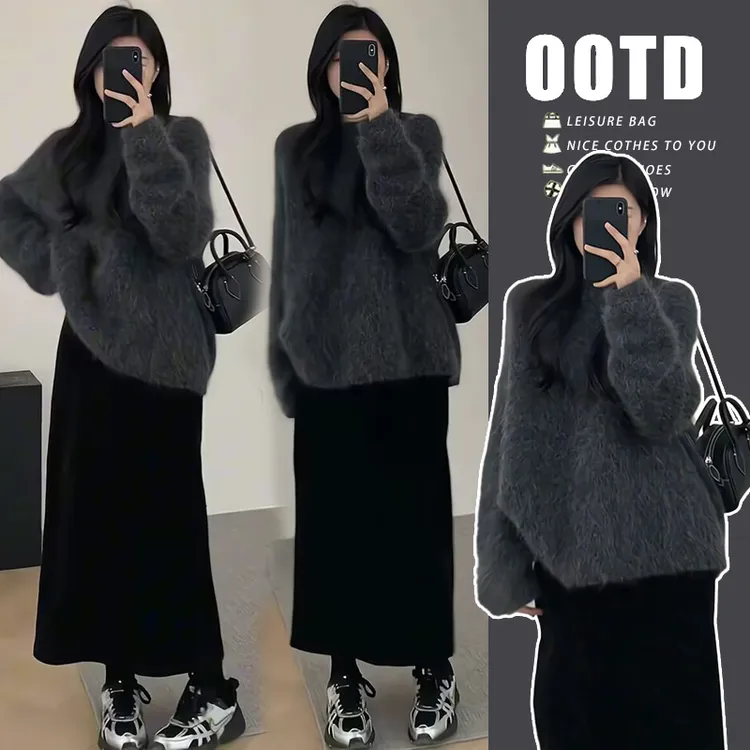 2025秋冬新款高级感上衣+半身裙套装高端时髦精致减龄显瘦孕妇装