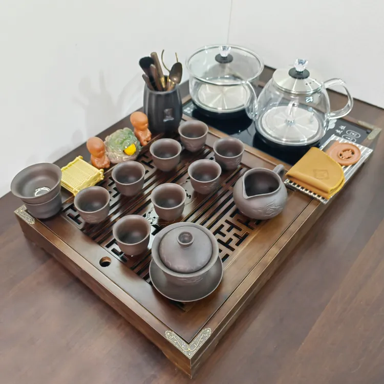 家用茶具套装高端整套全自动烧水壶一体办公室茶盘桌面专用泡茶台