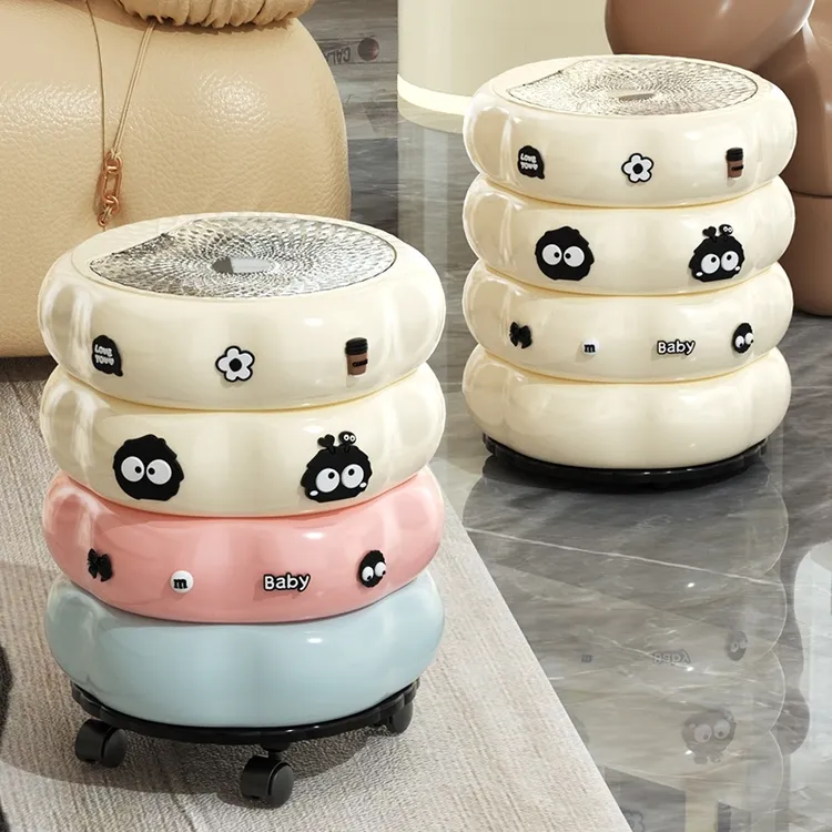 客厅垃圾桶家用2025新款甜甜圈轻奢高档带盖高颜值多巴胺移动纸篓