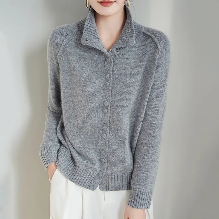 羊毛衫2025秋冬新款单排扣百搭针织打底宽松高级毛衣女