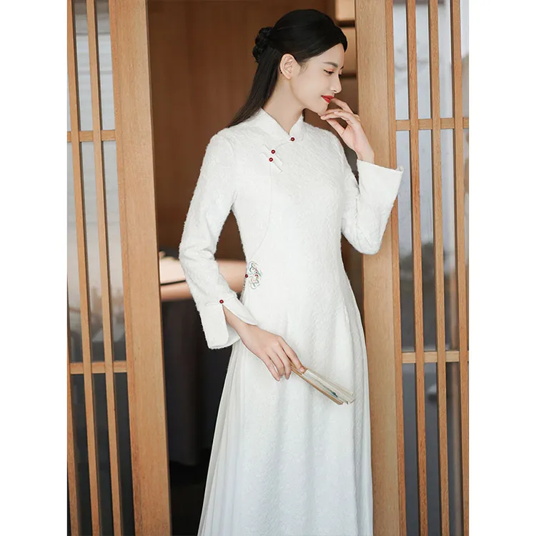 2025秋冬高端奥黛旗袍女新中式年轻款禅意女装改良中式连衣裙茶服