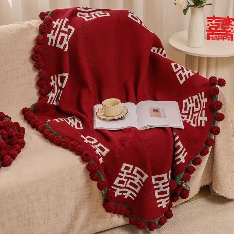 百喜玫瑰花毯子新婚礼物送新人结婚订婚闺蜜特别实用高级感玫瑰花