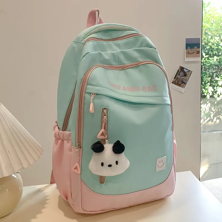 大容量拉链初中通用休闲纯色日系透气高中生时尚书包男生女生