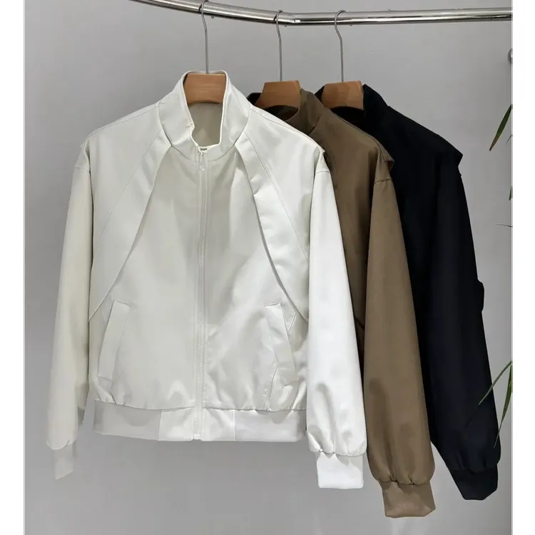 【百象服饰】秋季休闲立领三防夹克纯色户外工装飞行夹克百搭外套