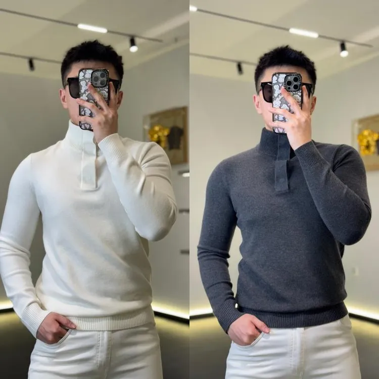 男士毛衣秋冬新款高品质提花休闲时尚潮流百搭针织长袖毛衣1072