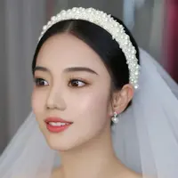 巴洛克秋冬海绵满珍珠发箍高级感宽边公主头箍高颅顶发卡韩版发饰