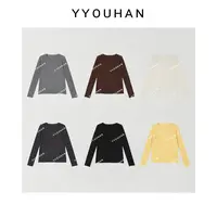 月月 秋冬四季通用针织衫领口破边竖纹显瘦针织上衣 2508C5249