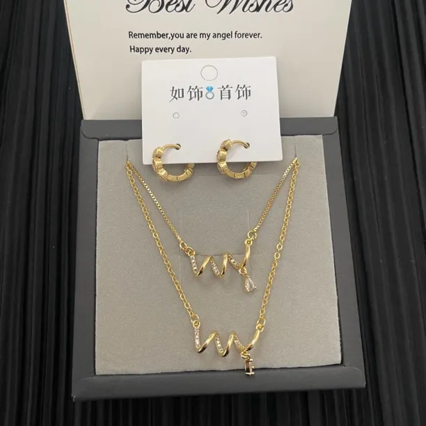 钛钢项链 如饰 新款精致三件套套装时尚百搭简约