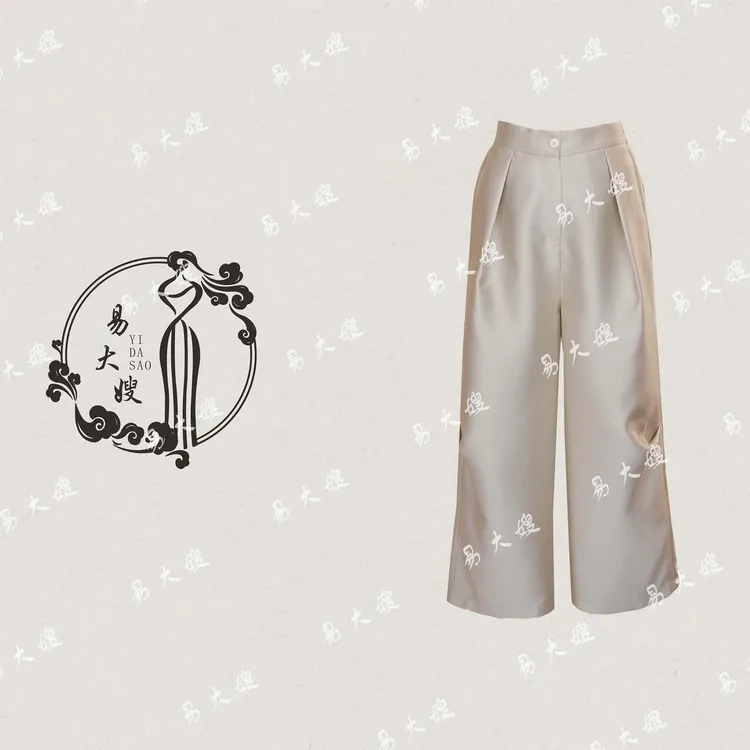 【迦南】新中式夏季新款高级感压褶简约八分裤显瘦休闲时尚宽松