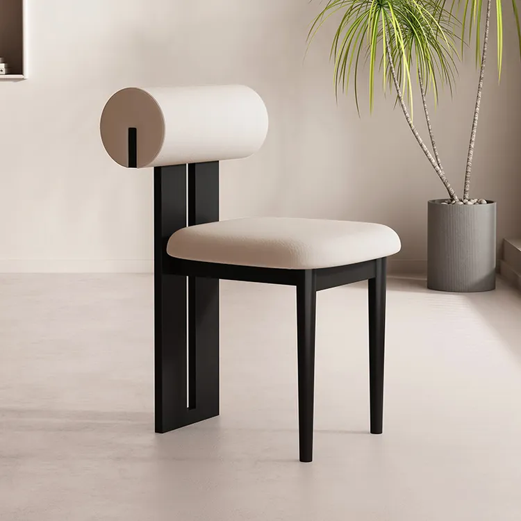 北欧实木餐椅家用简约现代中古风餐厅靠背椅凳设计师河马餐椅子