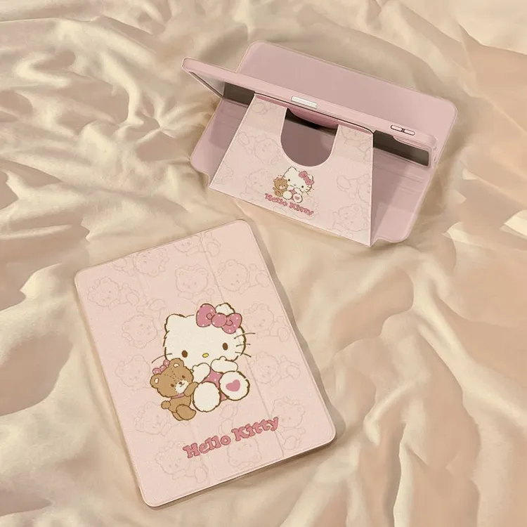 卡通凯蒂适用苹果iPad A16平板保护套旋转2025款iPad11笔槽iPad10