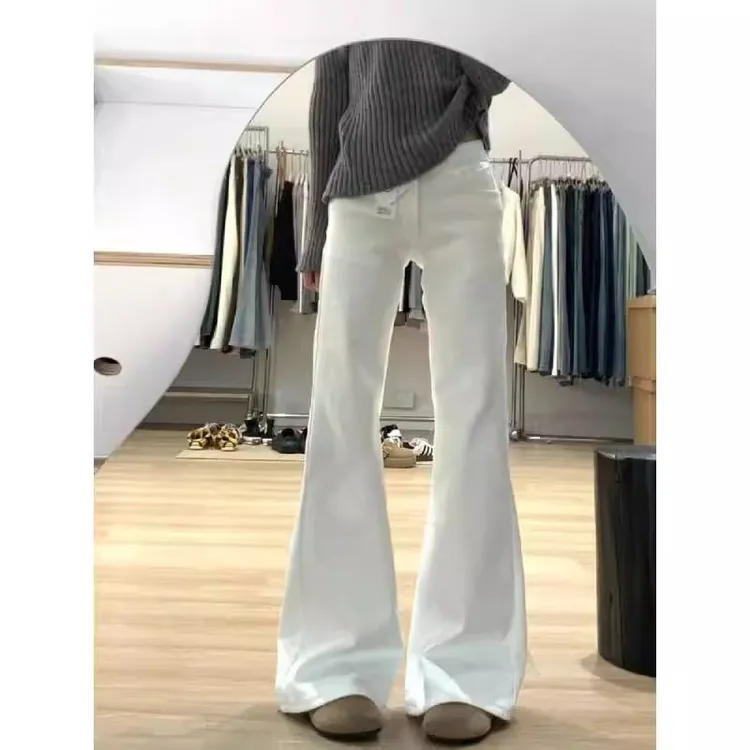 低腰不贴腿百搭喇叭裤拖地牛仔裤女新款美式辣妹显瘦黑色微喇裤子