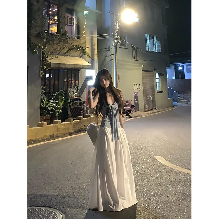 2025夏季新款时尚洋气高级感辣妹无袖上衣高腰百搭显瘦半身裙套装