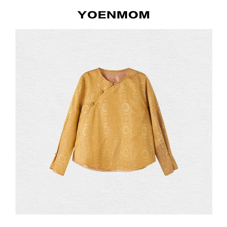 YOENMOM·天华锦·钱小萍100桑蚕丝宋锦高级感国风大漆扣斜襟上衣