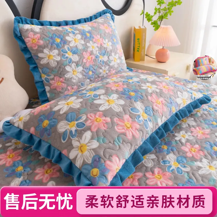 秋冬牛奶绒夹棉枕套一对加厚装枕头套保暖水晶绒单人单个枕芯套