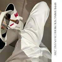 【熙米simmy】丝滑触感 夏季缎面滑滑裤韩版百搭气质高腰直筒阔腿裤