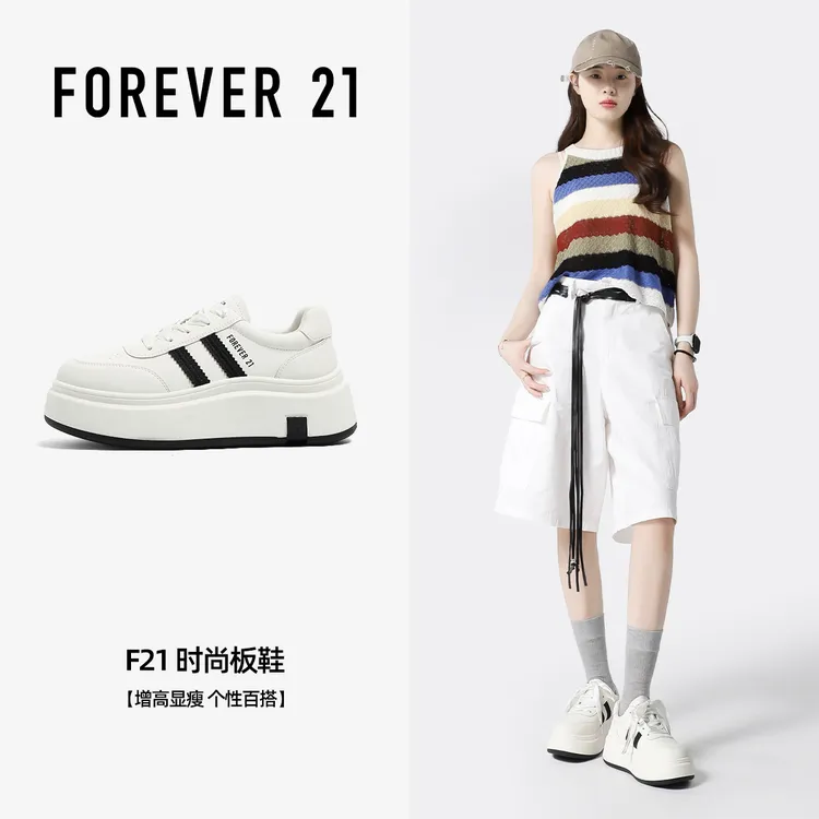 F21超厚底小白鞋女2025新款夏季小个子增高休闲百搭低帮学生板鞋