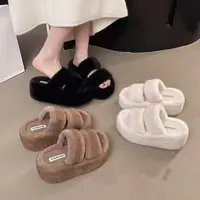 厚底毛毛拖鞋女外穿秋冬百搭舒适毛绒一字凉拖鞋7厘米（902）