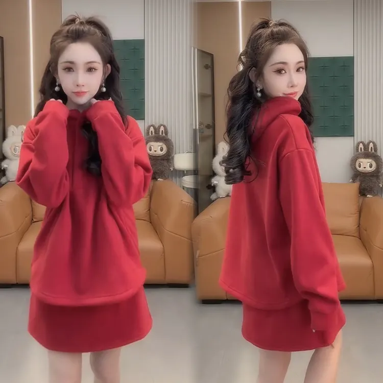 2025秋冬新款时尚显瘦气质网红高档套装女高级百搭宽松大码两件套