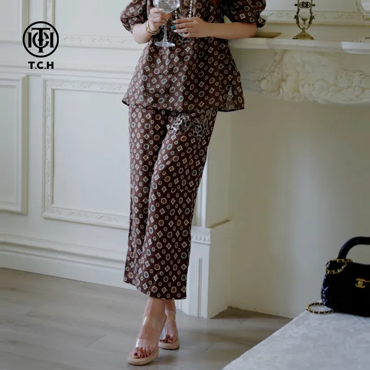 TCH私服秋款烫钻新时尚淑女百搭新潮流长裤女T75C20E1005轻奢tch