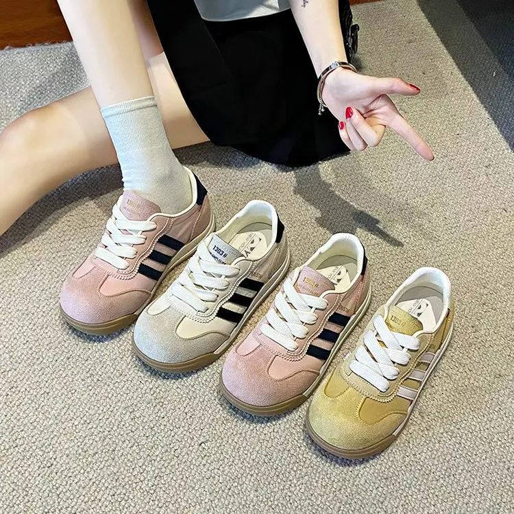 真皮德训鞋厚底板鞋女春夏季时尚增高休闲四季款板鞋D102