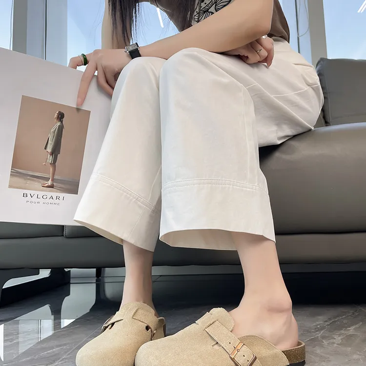 八九分矮小个子窄版直筒裤女春夏大码新款高腰显瘦百搭休闲裤