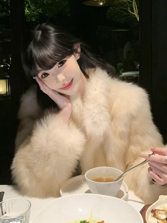 人造皮草 月光浅金立领女流沙漂金色短款S晕染月光棕甜美风外套