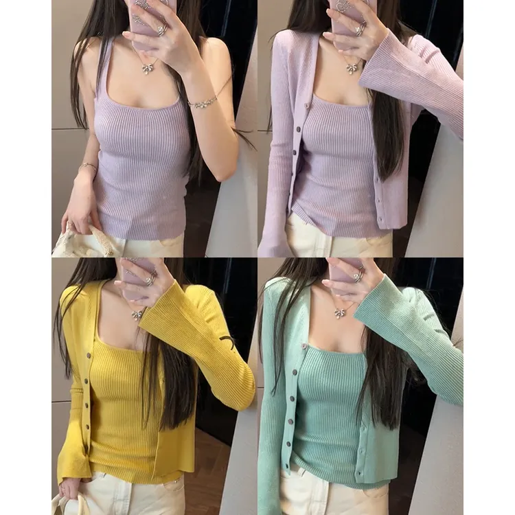 【mimius】&C游鹿鹿 韩系高级感甜美修身吊带+开衫 WG02092