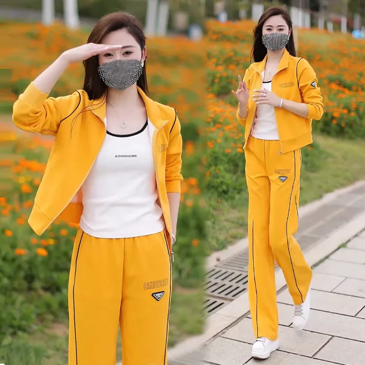 时尚套装女2025春秋新款洋气显瘦拉链外套阔腿裤休闲运动两件套潮