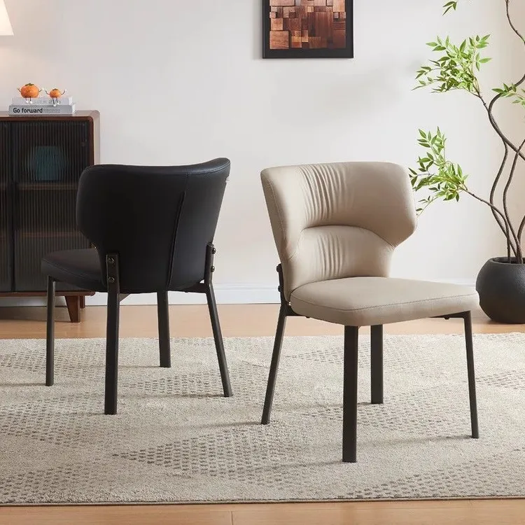 现代简约轻奢家用舒适猫抓皮靠背椅客厅餐厅适用意式轻奢餐椅